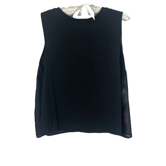 A New Day Tank Top Women's X-Large Black Floral Beach Summer Sheer Overlay - Picture 3 of 10